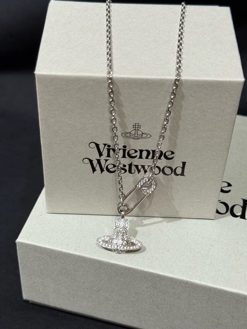 Vivienne Silver Orb Crystal Pendant Necklace
